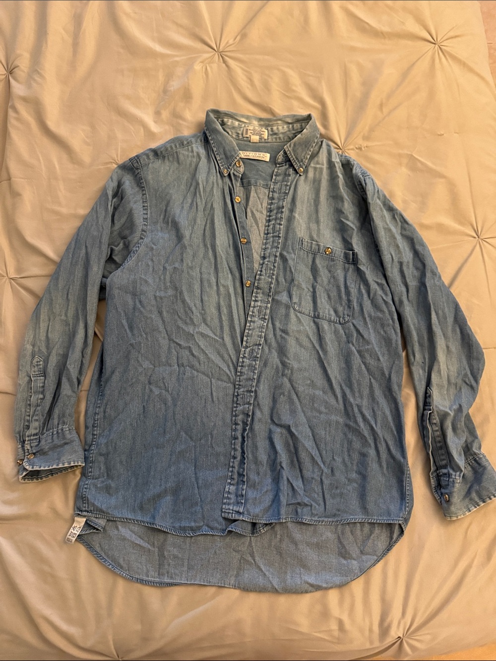 Van Heusen Men's Light Blue Denim Button-Down Shirt